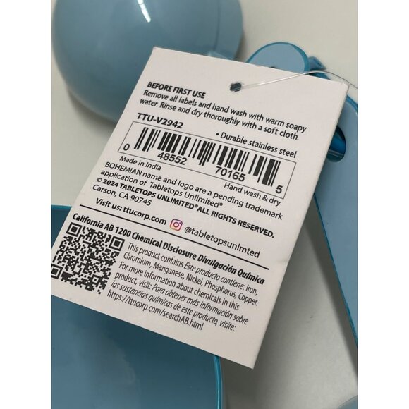 Bohemian 4-Piece Stainless Steel Measuring Cup Set 1 Cup 1/2 1/3 1/4 Blue Finish - Picture 5 of 8